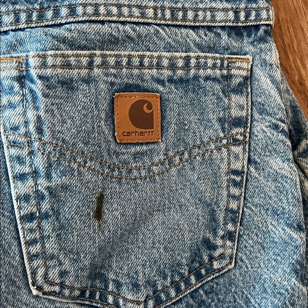 Distressed VTG Carhartt Men's Relaxed Fit Flannel Lined Blue Jeans